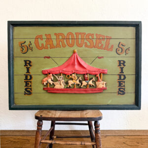 Vintage Wood Carved Carousel Sign
