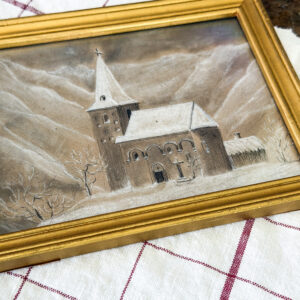 Vintage French Charcoal Painting